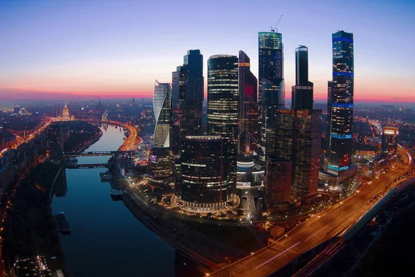 Θέα Της Πόλης Και Ουρανοξύστες Στο Κέντρο Της Μόσχας Φωτογραφίες — Φωτογραφία Αρχείου