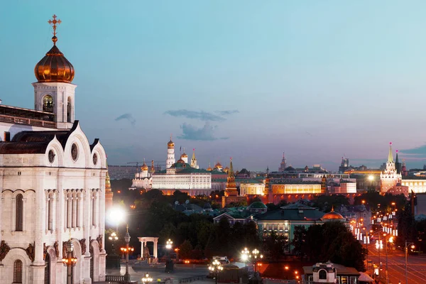 Het Uitzicht Stad Wolkenkrabbers Het Centrum Van Moskou Foto Genomen — Stockfoto