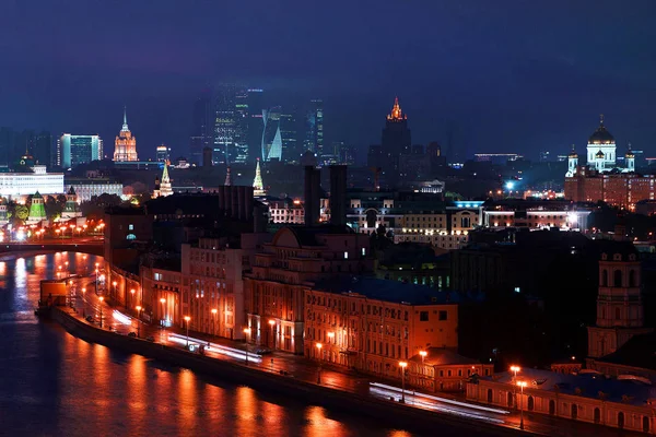 Utsikten Över Staden Och Skyskraporna Centrum Moskva Bilder Tagna Vintern — Stockfoto