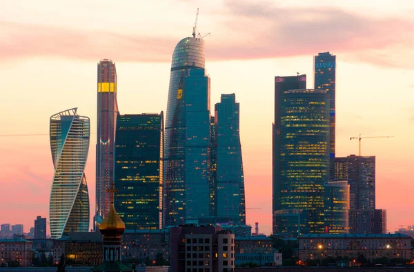 Widok Miasta Wieżowce Centrum Moskwy Zdjęcia Zrobione Zimą Latem 2016 — Zdjęcie stockowe