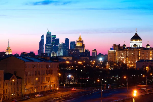 View City Skyscrapers Center Moscow Photos Taken Winter Summer 2016 — Stock Photo, Image
