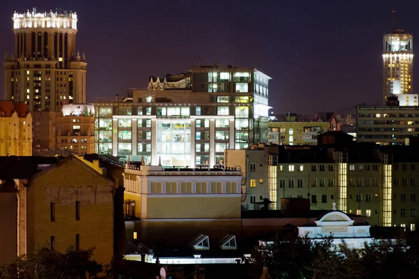 Utsikten Över Staden Och Skyskraporna Centrum Moskva Bilder Tagna Vintern — Stockfoto