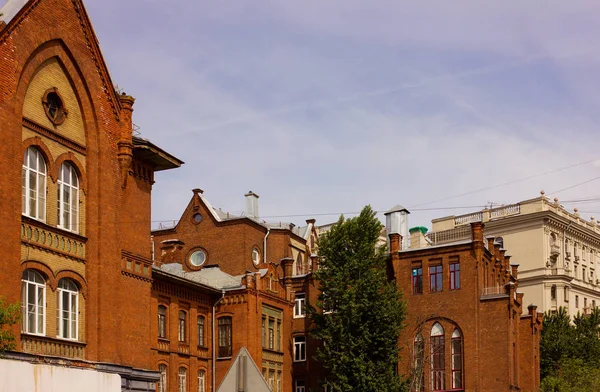 Hermosa Arquitectura Centro Moscú Foto Tomada Calle Ciudad Metro Lubyanka — Foto de Stock