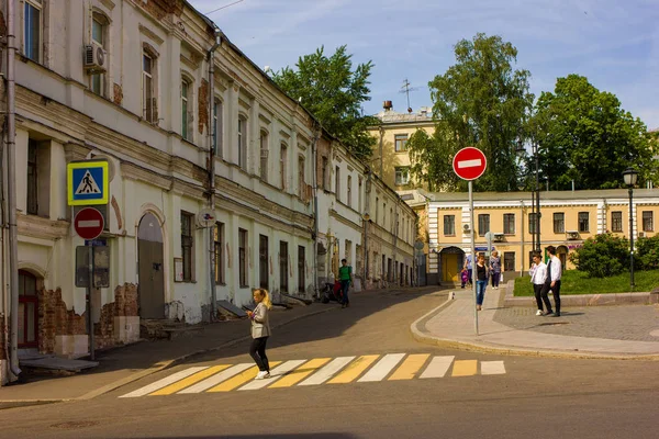 Hermosa Arquitectura Centro Moscú Foto Tomada Calle Ciudad Metro Lubyanka —  Fotos de Stock