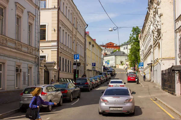 Красивая Архитектура Центре Москвы Фото Взято Городской Улице Метро Лубянка — стоковое фото