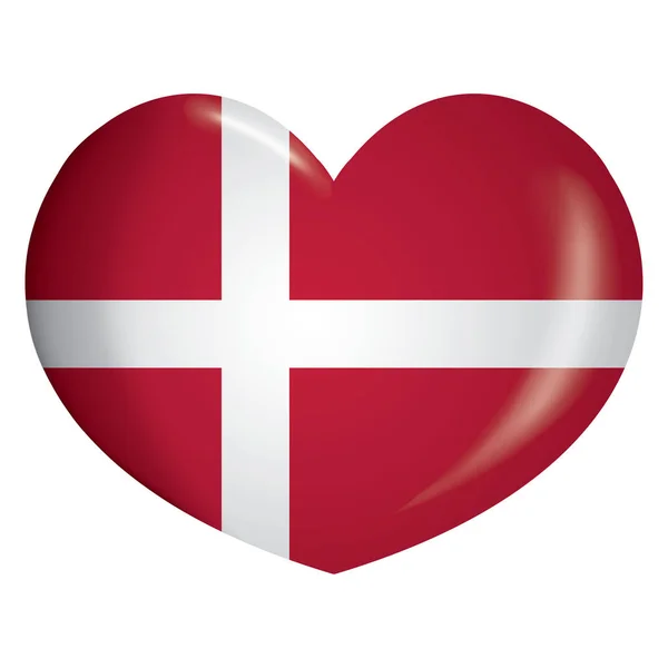 덴마크의 국기와 Icone 심장입니다 지리의 카탈로그에 이상적 — 스톡 벡터