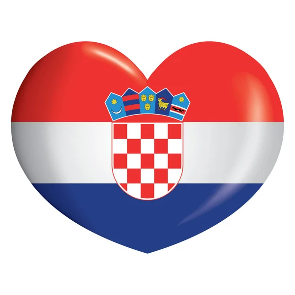 Icono Ilustración Corazón Con Bandera Croacia Ideal Para Catálogos Materiales — Archivo Imágenes Vectoriales