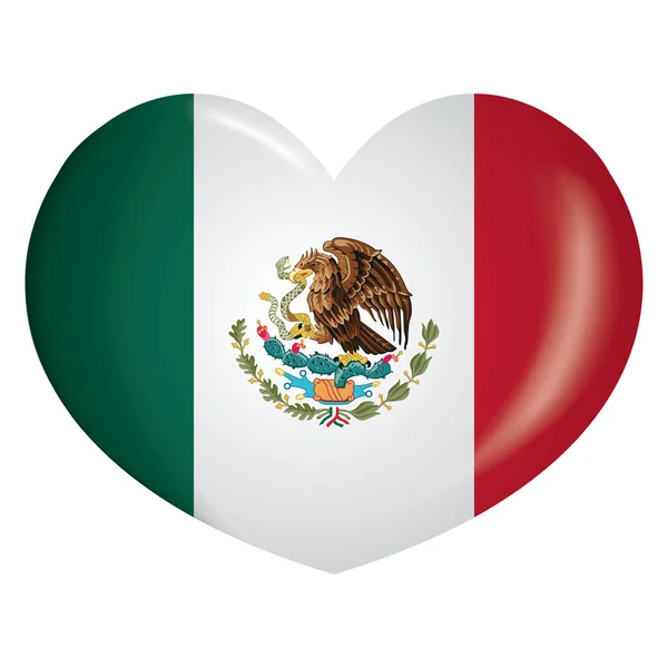 Illustration Symbol Herz Mit Flagge Von Mexiko Ideal Für Kataloge — Stockvektor