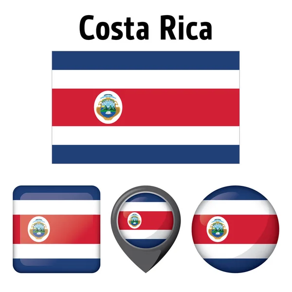 Εικονογράφηση Σημαία Της Κόστα Ρίκα Και Διάφορα Εικονίδια Ιδανικό Για — Διανυσματικό Αρχείο