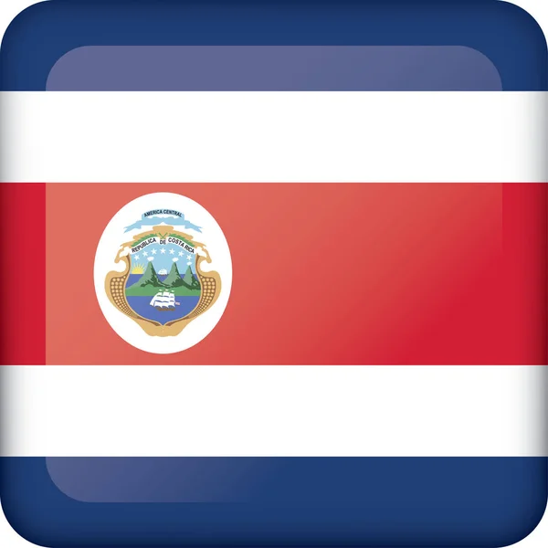 Icono Que Representa Bandera Del Botón Cuadrado Costa Rica Ideal — Archivo Imágenes Vectoriales