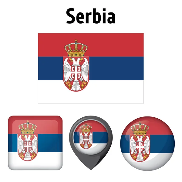 図セルビアの旗 いくつかのアイコン 制度的材料と地理のカタログに最適 — ストックベクタ