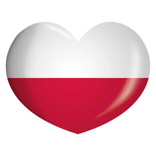 Icono Ilustración Corazón Con Bandera Polonia Ideal Para Catálogos Materiales — Archivo Imágenes Vectoriales