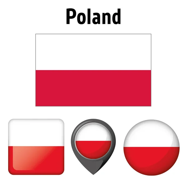 ポーランド そして多種多様なアイコンのイラスト旗 制度的材料と地理のカタログに最適 — ストックベクタ