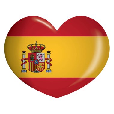 İspanya bayrağı ile illüstrasyon kalp simgesi. Kurumsal malzemeleri ve Coğrafya kataloglar için idealdir