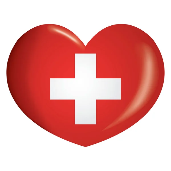 Illustration Heart Icon Flag Switzerland Ideal Catalogs Institutional Materials Geography — Stock Vector