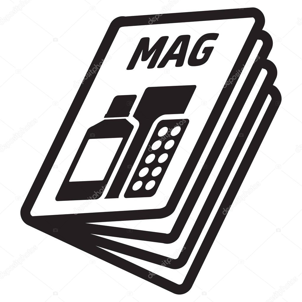 Icon pictogram, Magazine, catalog or product insert, for point of sale and promotion. Ideal for catalogs, informational and advertising material and media
