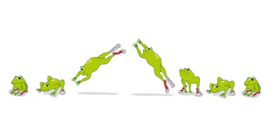 Kare kare hareket illüstrasyon ve atlama bir kurbağa. Eğitim ve kültür malzemeler için idealdir