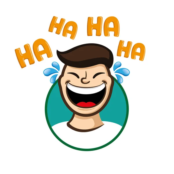 Pictogram Sticker Emotie Persoon Lacht Lachen Gelukkig Ideaal Voor Educatieve — Stockvector