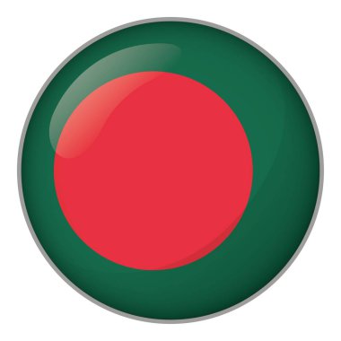 Bangladeş bayrağı yuvarlak düğmesini gösteren simge. Kurumsal malzemeleri ve Coğrafya kataloglar için idealdir