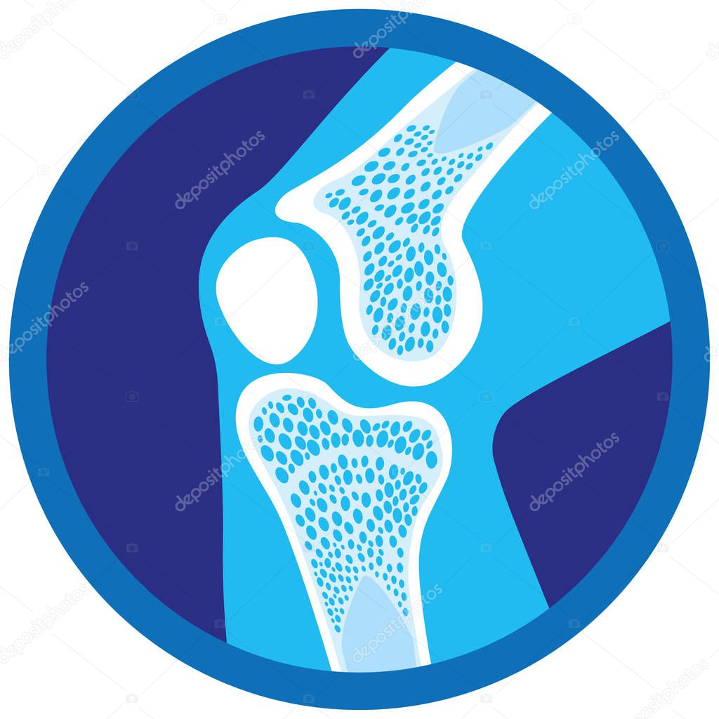 Icon or symbol of orthopedic health, knee, joints. Ideal for informative and institutional materials of medicine