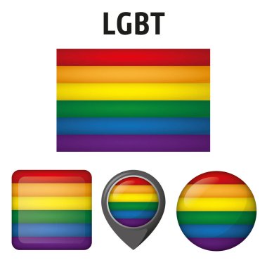 İllüstrasyon Lgbt afiş ve çeşitli simgeler. Kurumsal malzeme katalogları için ideal homoseksüel bayrak
