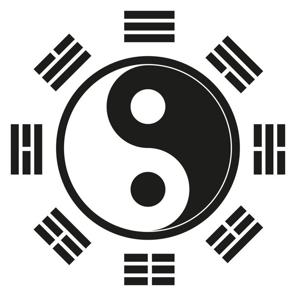 Icon symbol, Yin Yang, represents an oriental philosophy, oriental medicine. Ideal for educational and institutional materials
