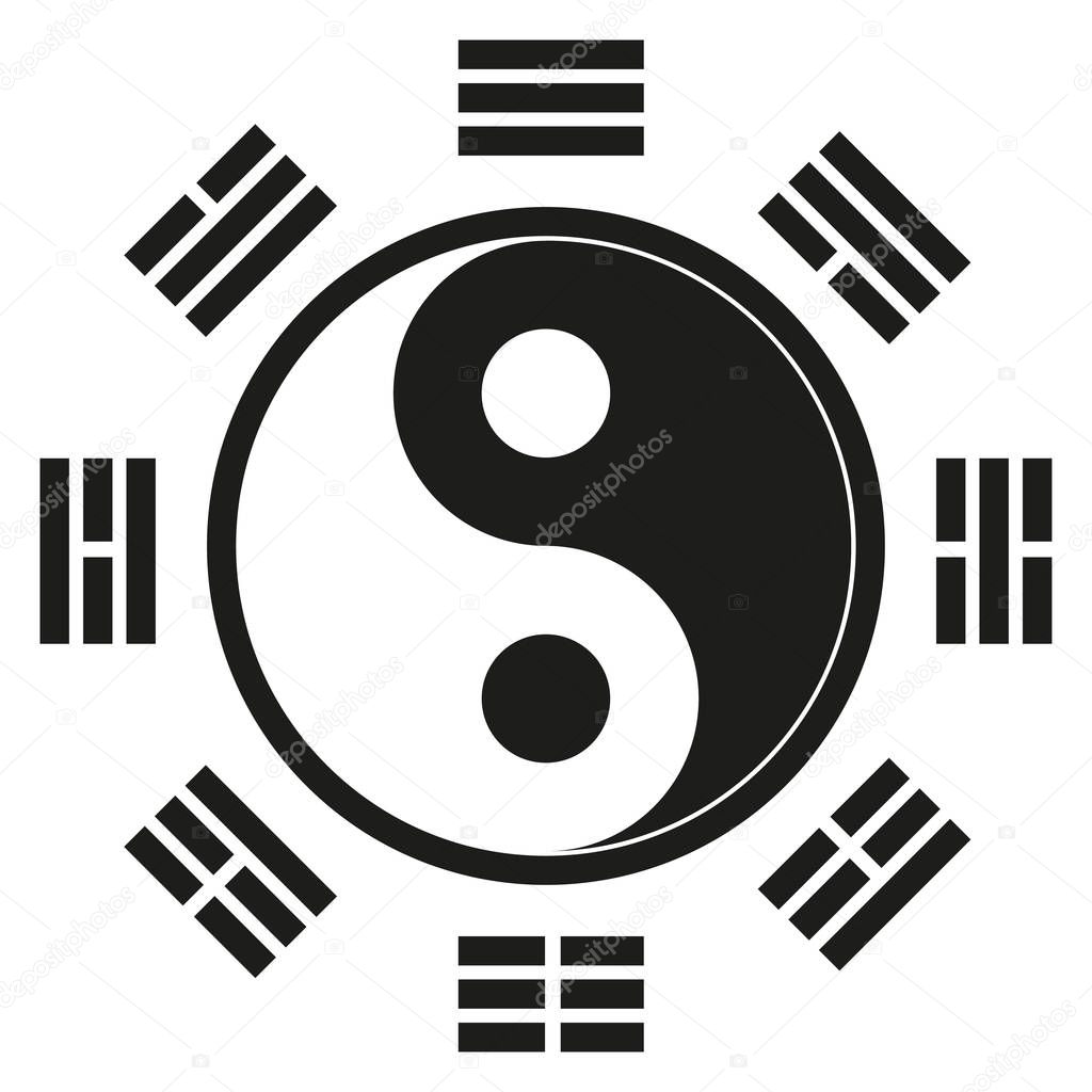 Icon symbol, Yin Yang, represents an oriental philosophy, oriental medicine. Ideal for educational and institutional materials