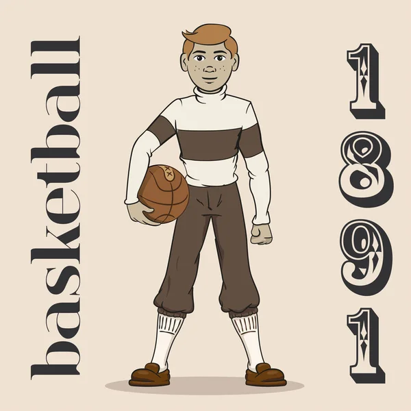 Llüstrasyon Eski Basketbol Oyuncusunu Temsil Ediyor Eğitim Spor Tarihsel Materyaller — Stok Vektör
