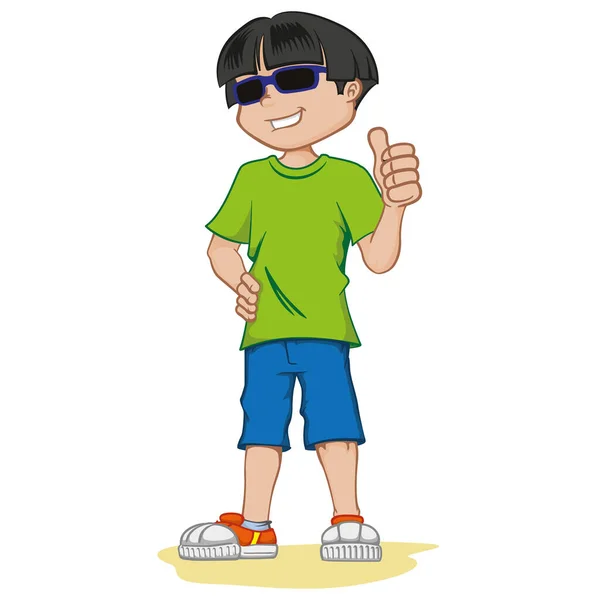 Sehbehinderter Junge Mit Dunkler Brille Ideal Für Kataloge Gesundheits Und — Stockvektor