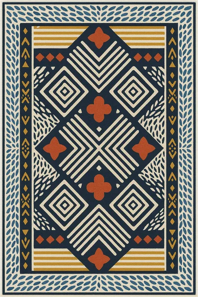 Halk sanatından esinlenilmiş İran halısı modern desenli yüksek çözünürlüklü beyaz tuval üzerinde izole edilmiş renkler