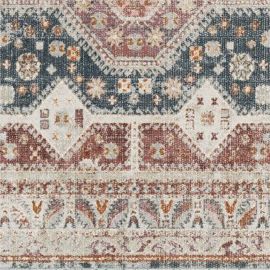 Halk sanatından esinlenilmiş İran halısı modern desenli yüksek çözünürlüklü beyaz tuval üzerinde izole edilmiş renkler