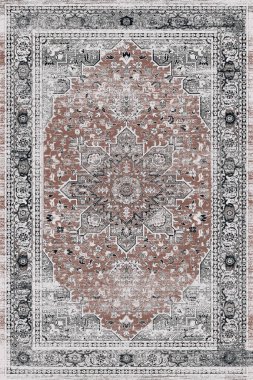 Halk sanatından esinlenilmiş İran halısı modern desenli yüksek çözünürlüklü beyaz tuval üzerinde izole edilmiş renkler