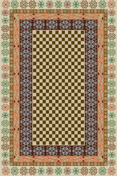 Halk sanatından esinlenilmiş İran halısı modern desenli yüksek çözünürlüklü beyaz tuval üzerinde izole edilmiş renkler