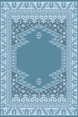 Orijinal Pers folk tarzı halı tasarımı ve grunge desenli illüstrasyon 