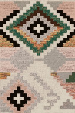 Orijinal Pers folk tarzı halı tasarımı ve grunge desenli illüstrasyon 