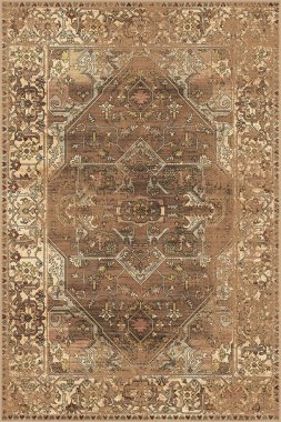 Orijinal Pers folk tarzı halı tasarımı ve grunge desenli illüstrasyon 