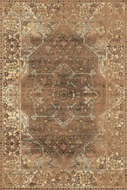 Orijinal Pers folk tarzı halı tasarımı ve grunge desenli illüstrasyon 