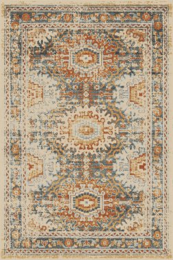 Orijinal Pers folk tarzı halı tasarımı ve grunge desenli illüstrasyon 