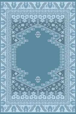 Orijinal Pers folk tarzı halı tasarımı ve grunge desenli illüstrasyon 