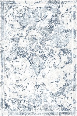 Orijinal Pers folk tarzı halı tasarımı ve grunge desenli illüstrasyon 