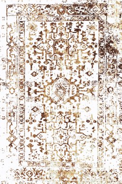 Orijinal Pers folk tarzı halı tasarımı ve grunge desenli illüstrasyon 