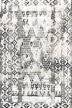Orijinal Pers folk tarzı halı tasarımı ve grunge desenli illüstrasyon 