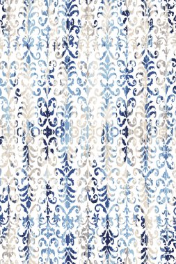 Orijinal Pers folk tarzı halı tasarımı ve grunge desenli illüstrasyon 