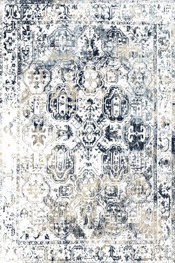 Orijinal Pers folk tarzı halı tasarımı ve grunge desenli illüstrasyon 