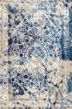 Orijinal Pers folk tarzı halı tasarımı ve grunge desenli illüstrasyon 