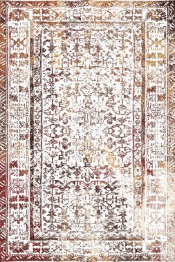 Orijinal Pers folk tarzı halı tasarımı ve grunge desenli illüstrasyon 