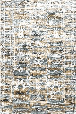 Orijinal Pers folk tarzı halı tasarımı ve grunge desenli illüstrasyon 