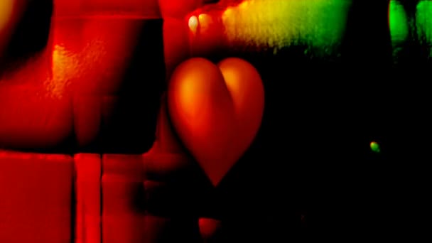 Coeur Rouge Vif Déplaçant Sur Fond Coloré — Video
