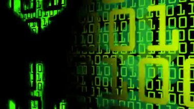 neon yeşili numaraları ve okları koyu arka plan üzerinde soyut hareketli grafikler