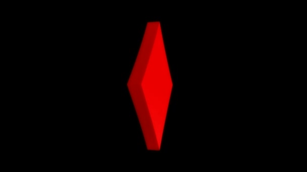 Motion Graphics Animated Background Turning Playing Card Diamond Symbol Black — Stock Video